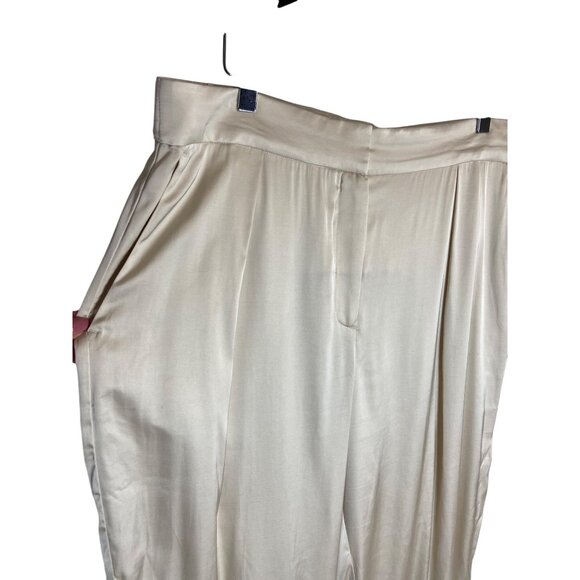 Abercrombie High Waisted Champagne Satin Solane Wide Leg Trouser Pant-sz 33 - Picture 7 of 13